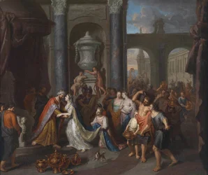 De ontmoeting van de koningin van Sheba met koning Salomo